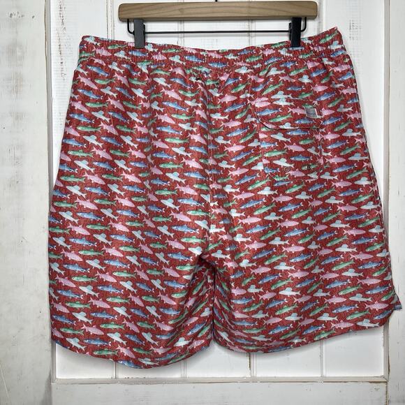 Peter Millar XXL Pink Red Seaside Collection Swim Trunks Fish Hooks Lined Shorts - Picture 2 of 11